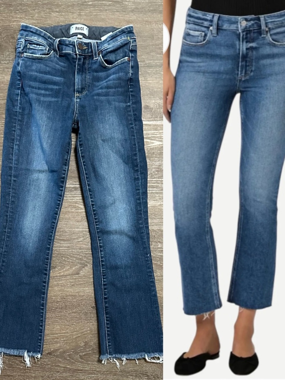 Paige COLETTE CROP FLARE Raw hem Blue Jeans Denim Size 26